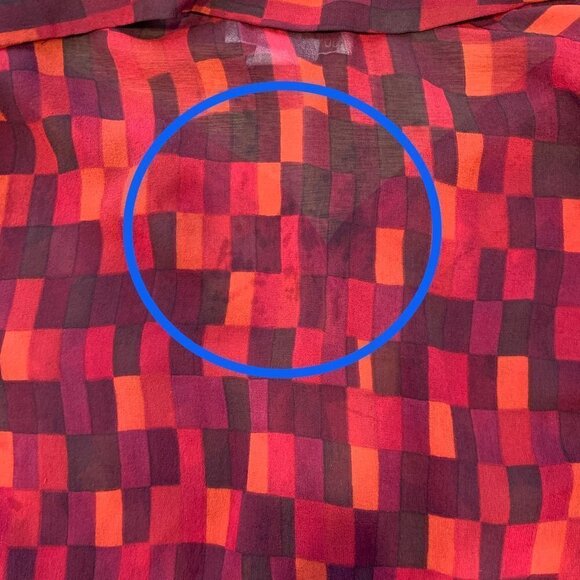 Jones New York Sheer Silk Button Up Blouse Sz 6 Burgundy Multicolor #27M - Picture 6 of 8